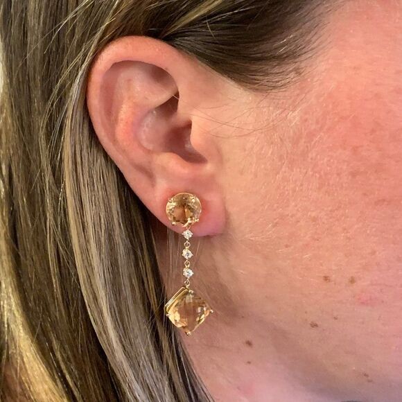Natural Morganite Diamond Earrings 14k Gold 10.1 TCW Certified $5,950 111536 - Picture 1 of 13